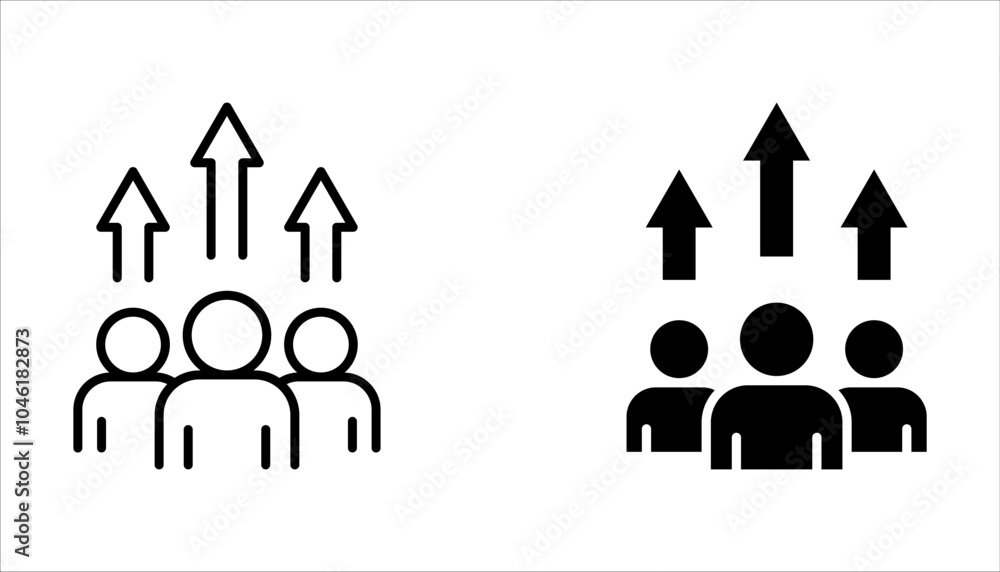 population growth icon, global demography, people evolution chart on white background population growth icon, global demography, people evolution chart on white background