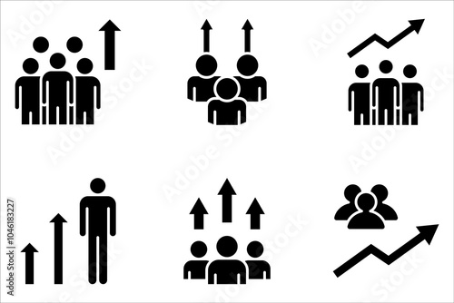 population growth icon, global demography, people evolution chart on white background