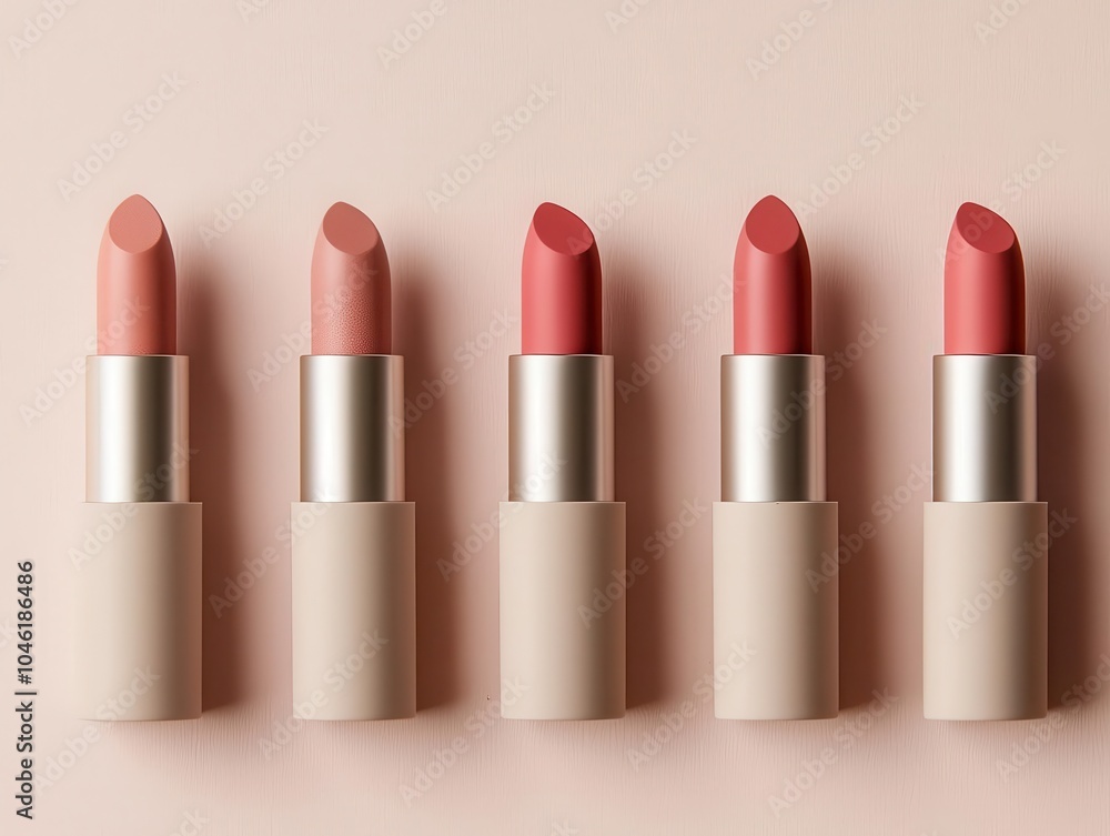 Natural, vegan lipstick in soft, neutral hues with minimalist packaging, perfect for a fresh and understated makeup style Natural, vegan lipstick in soft, neutral hues with minimalist packaging, perfect for a fresh and understated makeup style