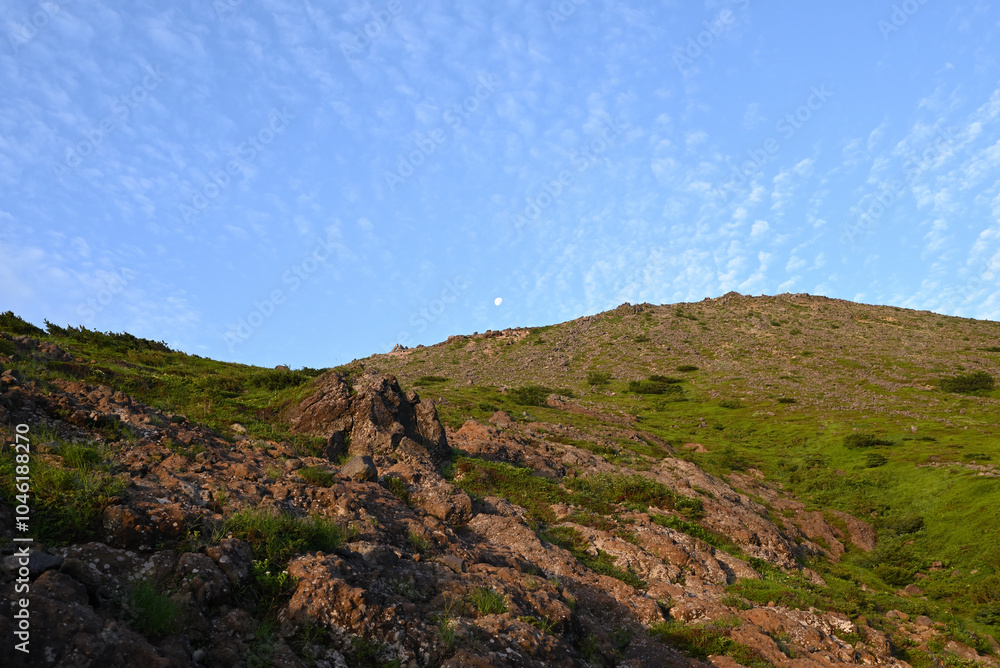 Climbing mountain ridge, Nasu, Tochigi, Japan Climbing mountain ridge, Nasu, Tochigi, Japan