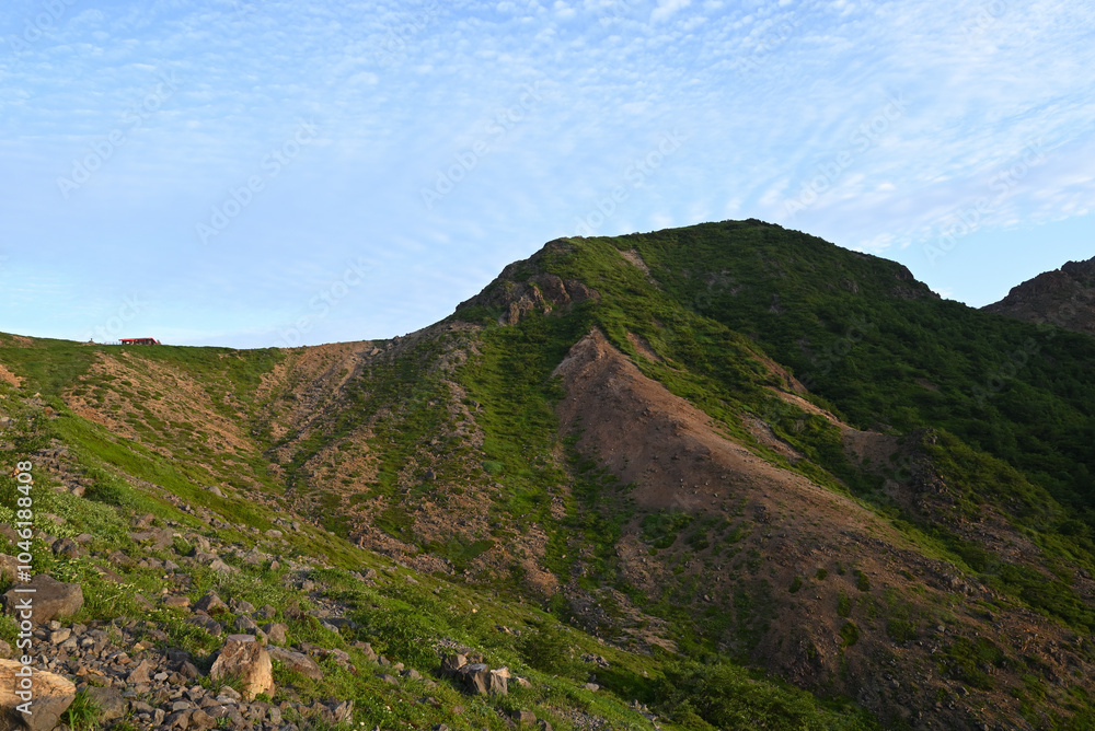 Climbing mountain ridge, Nasu, Tochigi, Japan Climbing mountain ridge, Nasu, Tochigi, Japan