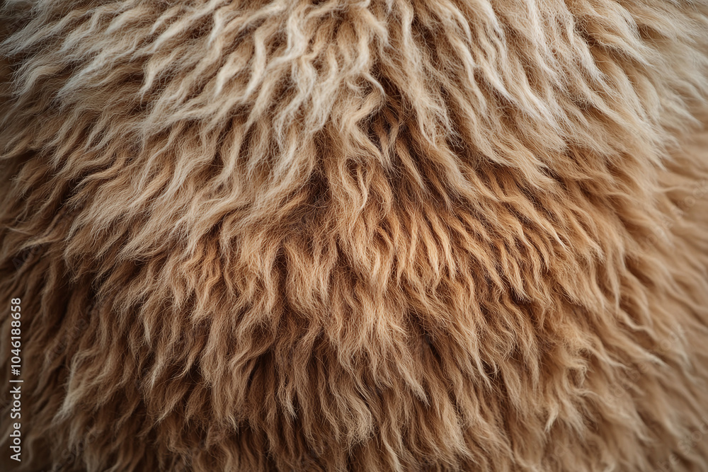 Close-up of an alpaca's soft, fluffy fur in various shades of brown. Close-up of an alpaca's soft, fluffy fur in various shades of brown.