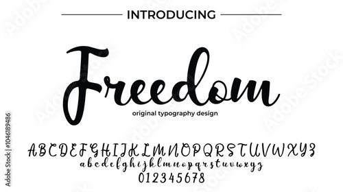 Freedom Font Stylish brush painted an uppercase vector letters, alphabet, typeface