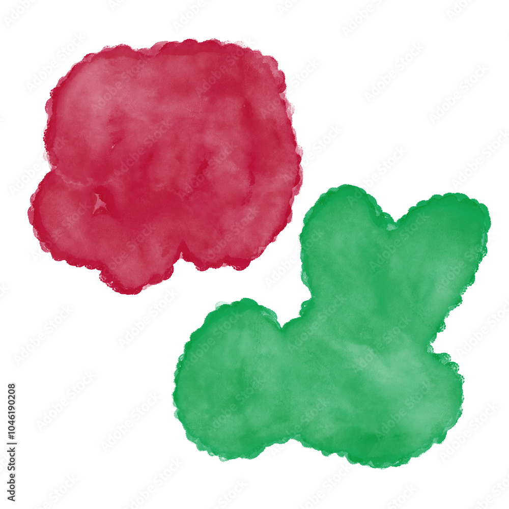 Red Green Watercolour Abstract Shapes Red Green Watercolour Abstract Shapes