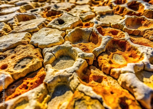 Architectural detail: Limestone surface with textured finish and visible drill marks. photo