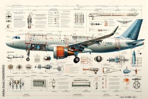 A detailed cutaway diagram of an Airbus A320, showing the aircraft's internal structure and systems.