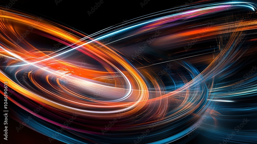 Abstract Swirling Light Trails in Orange Blue and White Abstract Swirling Light Trails in Orange Blue and White