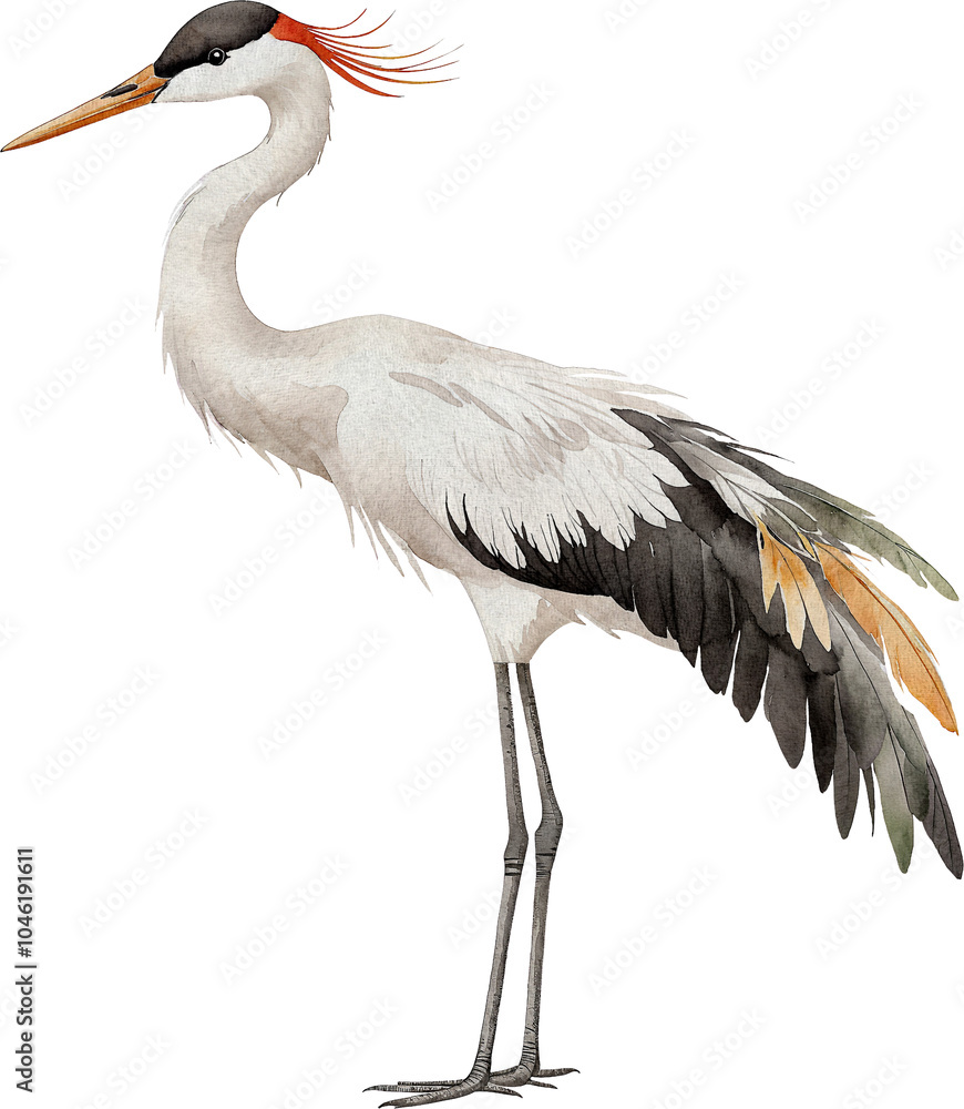 Fototapeta premium Watercolor High Detail Realistic Crane