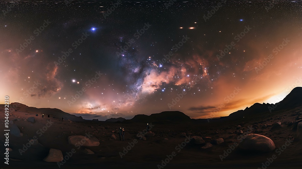 Equirectangular Constellations Full equirectangular projection of a starry sky with a detailed nebula ...