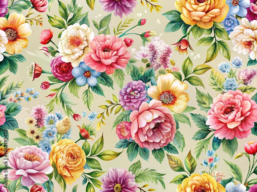 Delicate Flower Seamless Pattern for Printing, Packaging, and Textiles Delicate Flower Seamless Pattern for Printing, Packaging, and Textiles