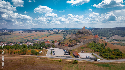 Stunning Aerial View of a Historic Castle in Romania