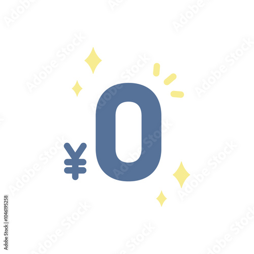 0円表示の無料ベクターアイコン(フラット・ブルー)