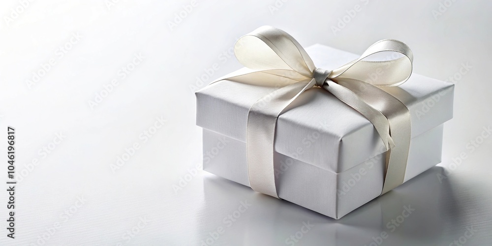 white gift box with ribbon on a white background minimalist white gift box with ribbon on a white background minimalist