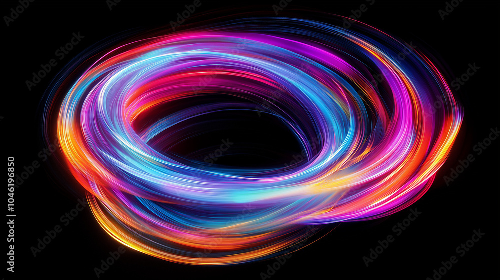 A swirling vortex of neon rainbow splashes A swirling vortex of neon rainbow splashes