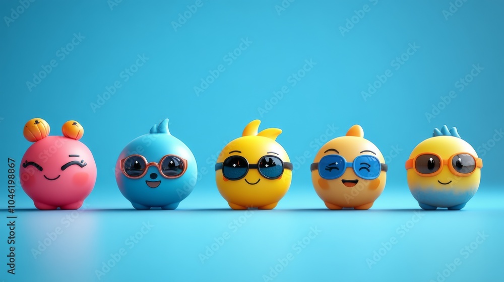 Cute smiley faces in vibrant colors Cute smiley faces in vibrant colors