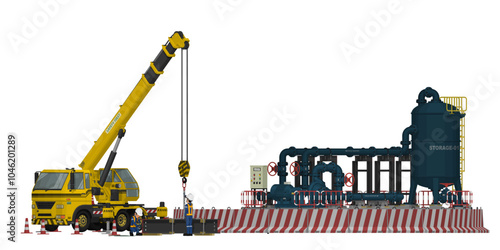 Construction site on white background