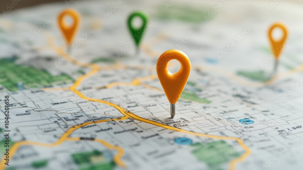 A digital map displaying a location with one pin, representing AI technology in GPS A digital map displaying a location with one pin, representing AI technology in GPS