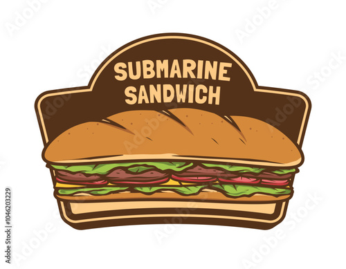 Submarine sandwich logo badge template