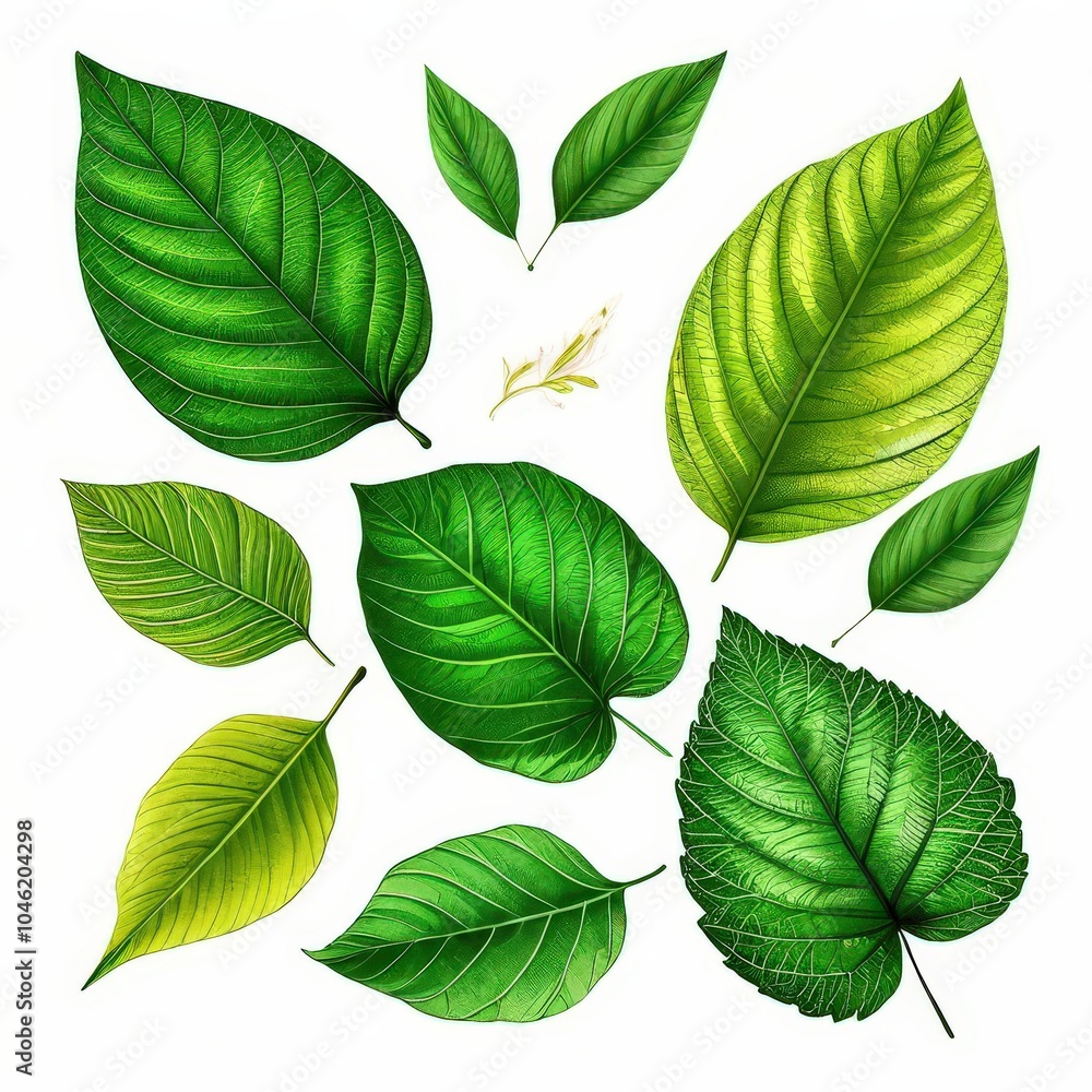 the AI Image Generator, Green leaves isolated on white background the AI Image Generator, Green leaves isolated on white background