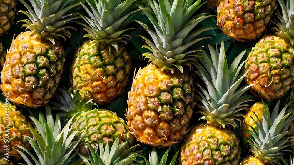 Pineapple on the Vibrant Green Background Pineapple on the Vibrant Green Background