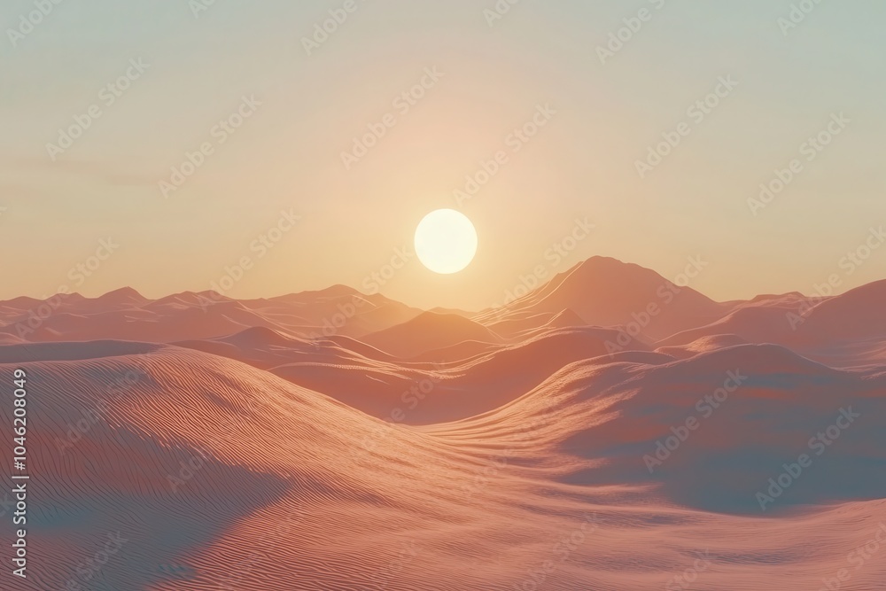 Serene Minimalist Desert Landscape at Sunset Serene Minimalist Desert Landscape at Sunset