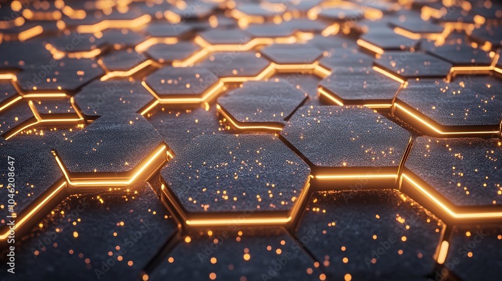 Abstract hexagonal pattern with glowing edges. Abstract hexagonal pattern with glowing edges.