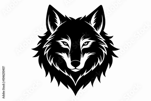 Wolf head silhouette black and white colors Vector illustration