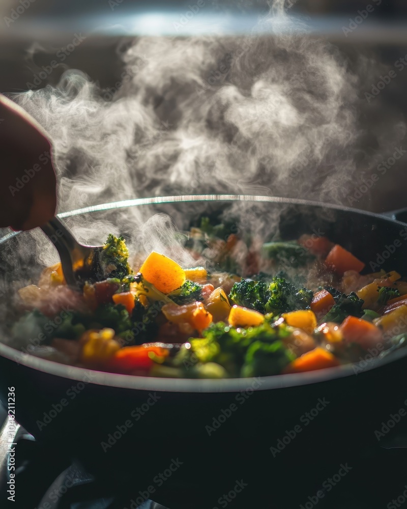 Freshly Cooked Vegetable Stew in a Stirring Pot Freshly Cooked Vegetable Stew in a Stirring Pot