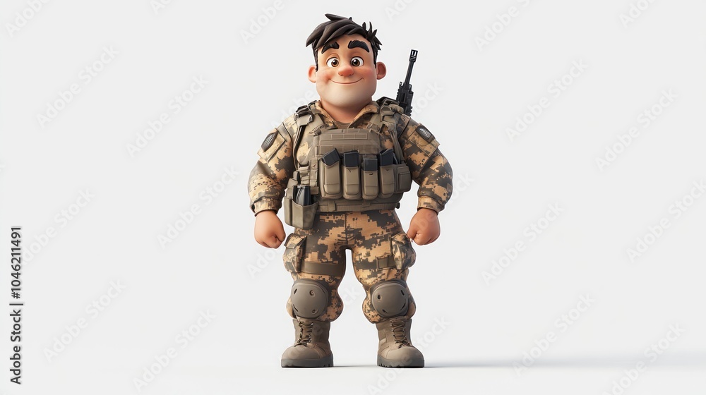 Cartoon Soldier in Camouflage Uniform Holding a Gun Cartoon Soldier in Camouflage Uniform Holding a Gun