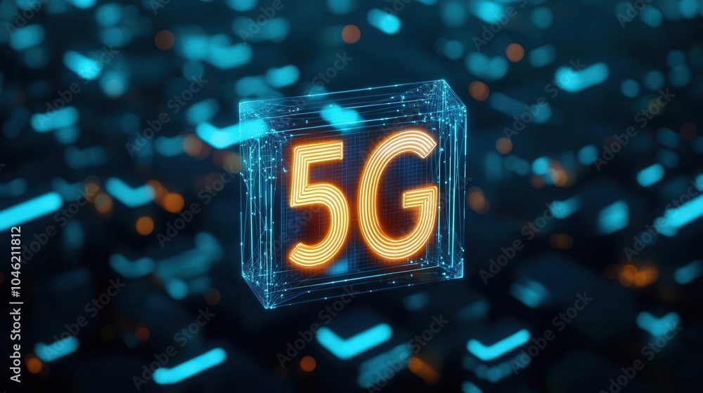 Futuristic cityscape with 5G towers and glowing network grids, symbolizing the rapid progress of 5G technology, 5G technology, digital transformation Futuristic cityscape with 5G towers and glowing network grids, symbolizing the rapid progress of 5G technology, 5G technology, digital transformation