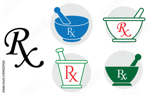 Set Illustration of RX Prescription Symbol Logos.