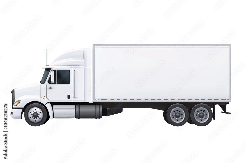 White Semi Truck with Blank Trailer Side White Semi Truck with Blank Trailer Side