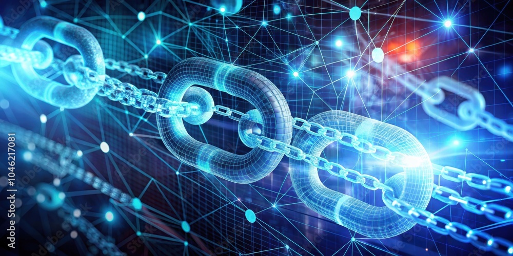 Fototapeta premium rendering of Blockchain on technology background, blockchain, technology, cryptocurrency, digital, network, secure