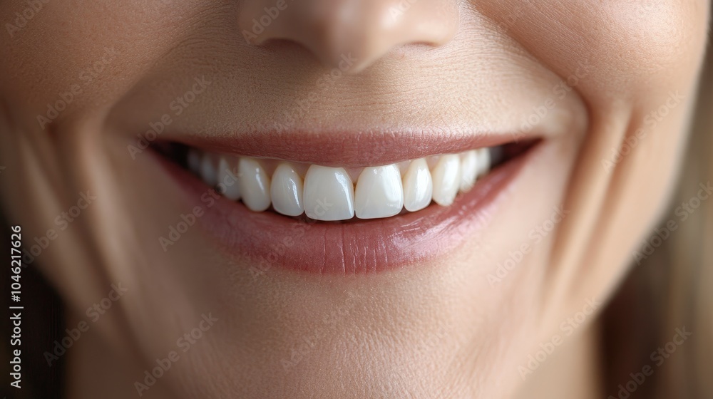 Fototapeta premium Close-up of a smiling person showcasing bright, healthy teeth.