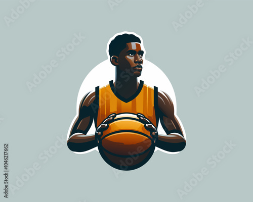 Basketball player logo design icon symbol vector illustration.