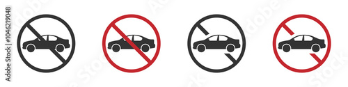 No parking vector signs set. Don't park here vector icons. No parking icon