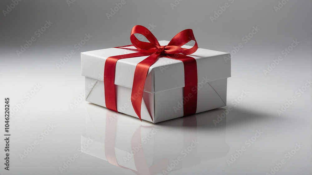 white gift box with red ribbon white gift box with red ribbon