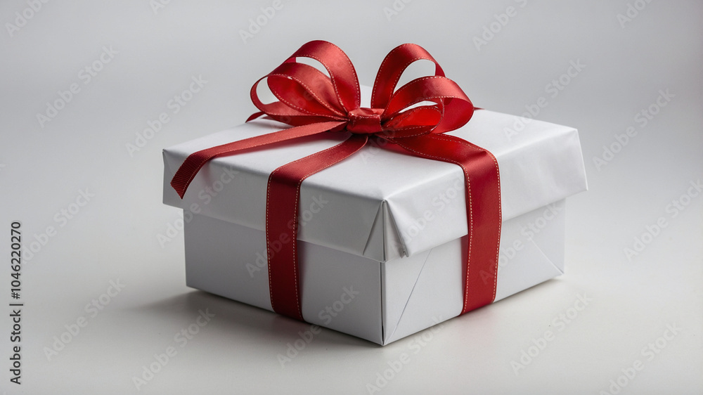 white gift box with red ribbon white gift box with red ribbon
