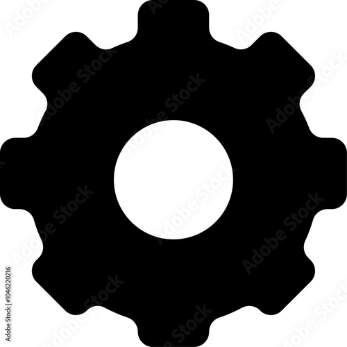 Settings Gear Black FIlled Icon Isolated on White Background