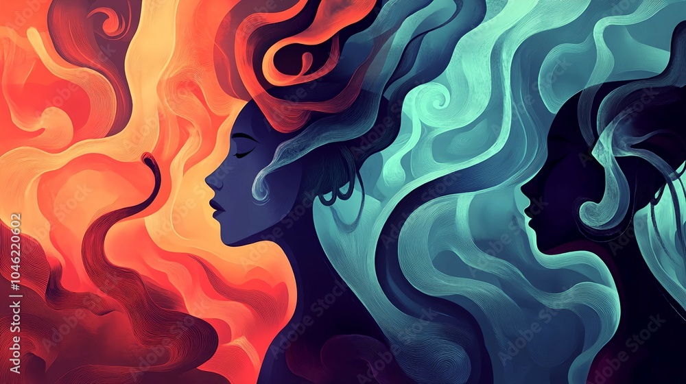 Illustrations visualize abstract emotions such as anxiety and loneliness.generated by AI Illustrations visualize abstract emotions such as anxiety and loneliness.generated by AI
