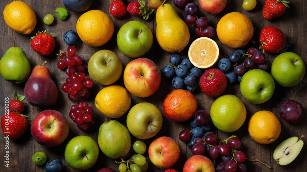 fruits on wooden table fruits on wooden table