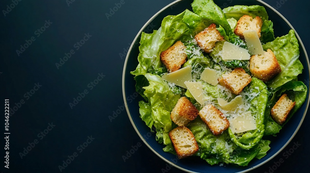 Fresh Caesar Salad with Croutons and Parmesan Cheese Fresh Caesar Salad with Croutons and Parmesan Cheese