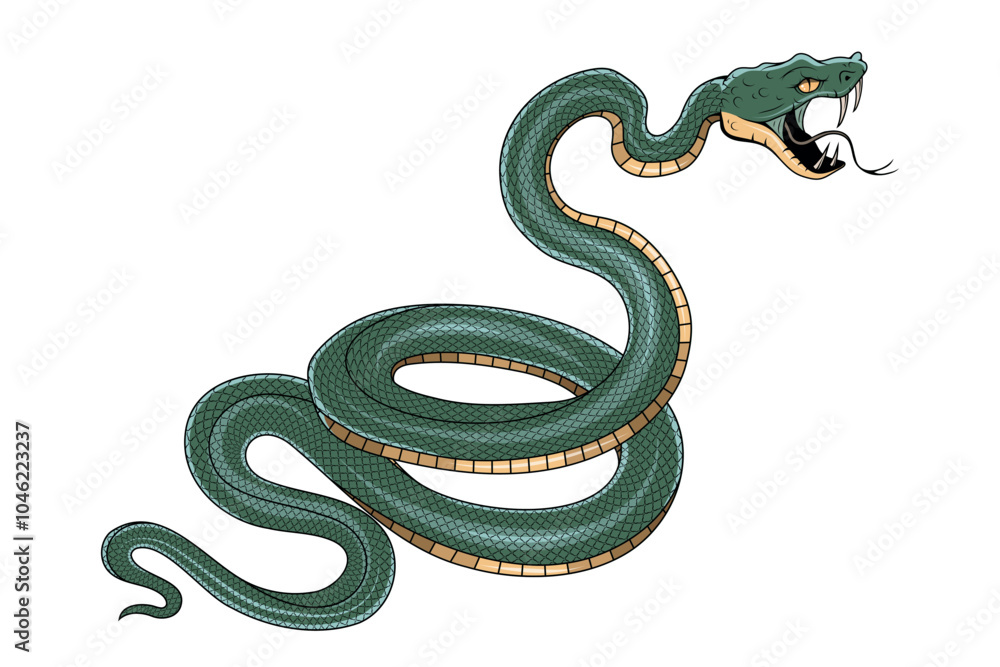 Snake illustration. Tattoo elements of snake skin. Vector illustration sketch of a traditional Chinese mythical animal. Green snake Snake illustration. Tattoo elements of snake skin. Vector illustration sketch of a traditional Chinese mythical animal. Green snake