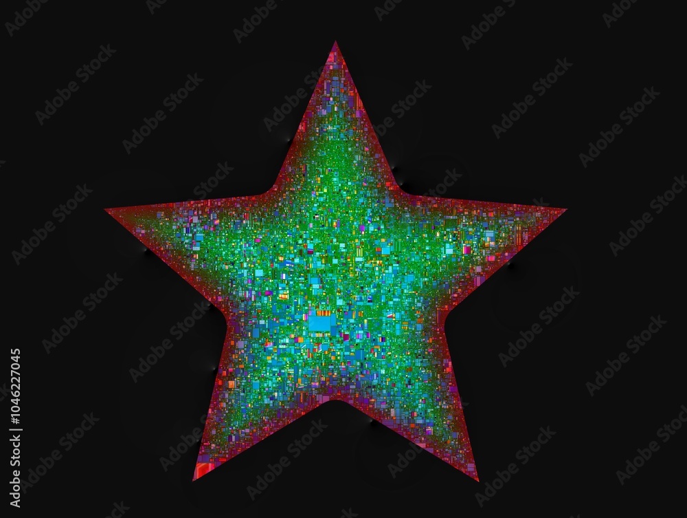 Obraz premium Multicolored Digital Geometric Design With Pixelated Patterns on Dark Background