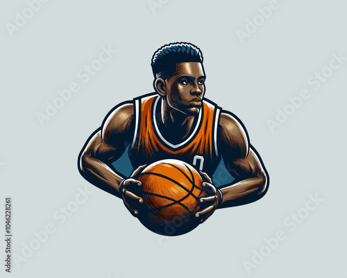Basketball player logo design icon symbol vector illustration.