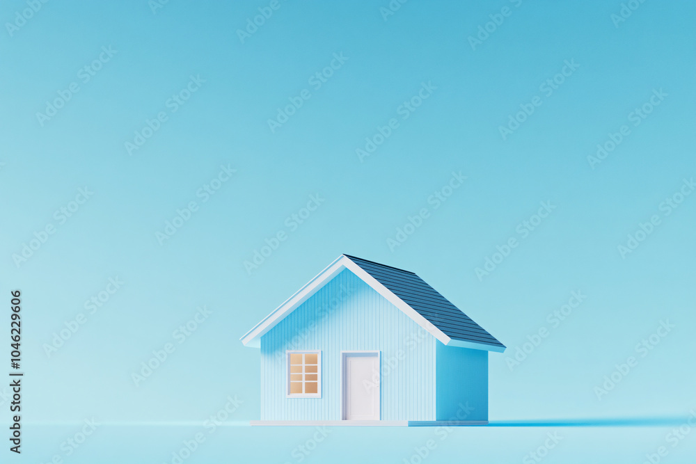 Minimalist Blue House 3D Rendering: Simple Design with a Modern Touch Minimalist Blue House 3D Rendering: Simple Design with a Modern Touch