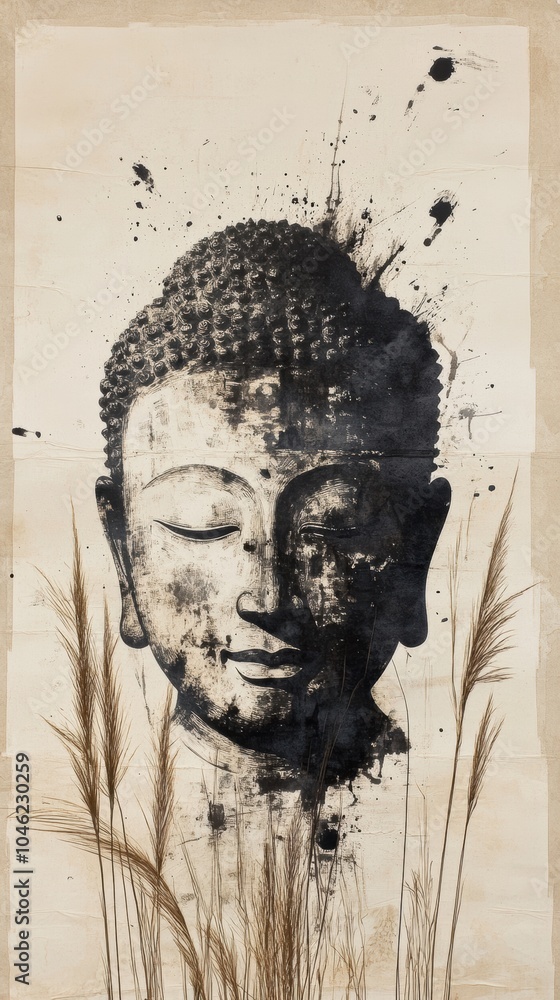 Fototapeta premium Buddha in traditional Chinese ink and wash painting