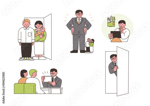 不動産購入や借入について考えている人物のセット