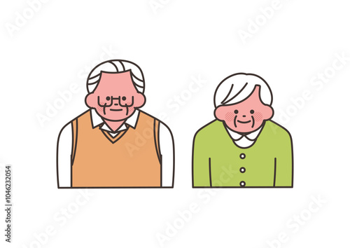 70を超えた夫婦のイラスト