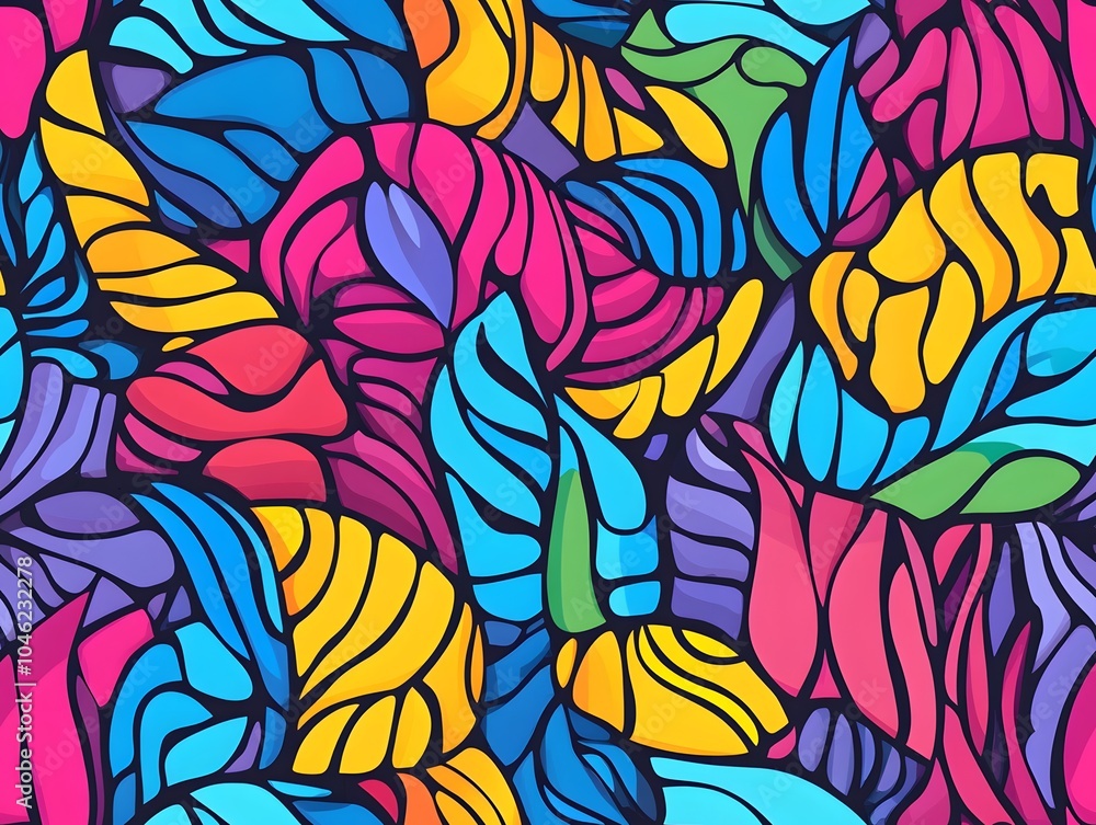 Abstract seamless pattern with colorful leaves. Abstract seamless pattern with colorful leaves.